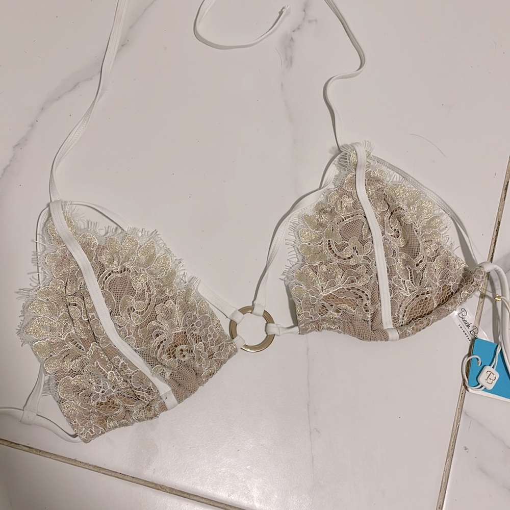 White Lace Bikini Tri Top